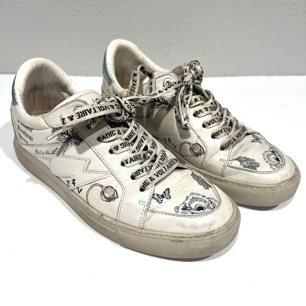 Zadig & Voltaire Women's LA Flash Art Print Low Top Sneakers Size 38
